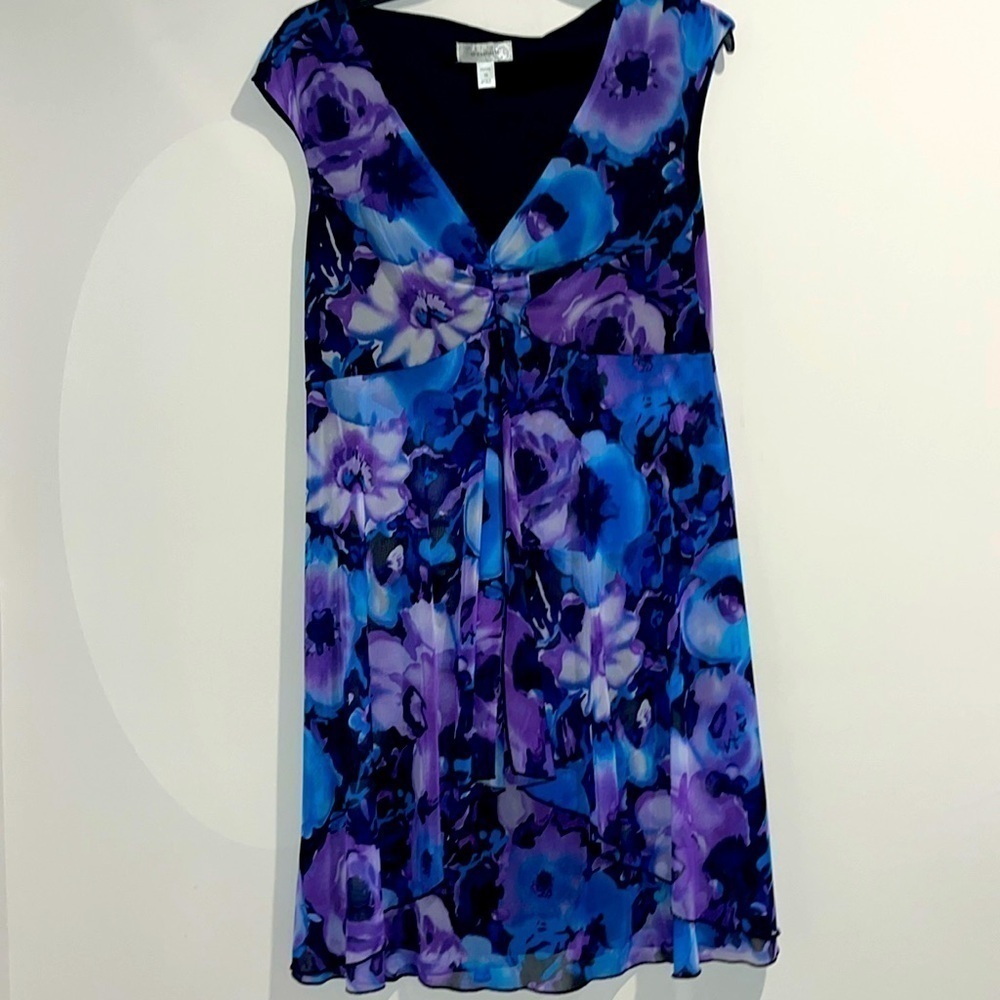 Dressbarn black purple blue floral dress. Size 12.